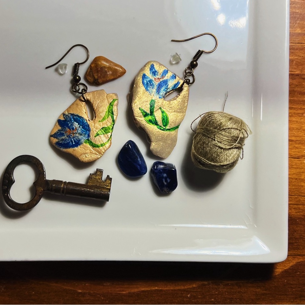 Sand Dollar Fragments: Handcrafted Earrings